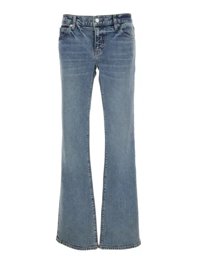 Frame The Rodeo Blue Low-rise Jeans With Bootcut Design In Denim Woman