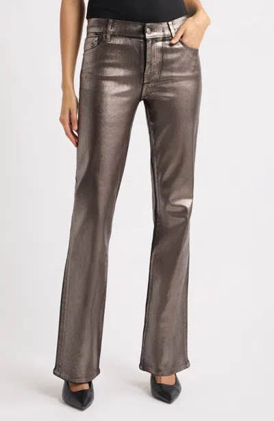 Frame The Rodeo Coated High Waist Bootcut Jeans In Metallic