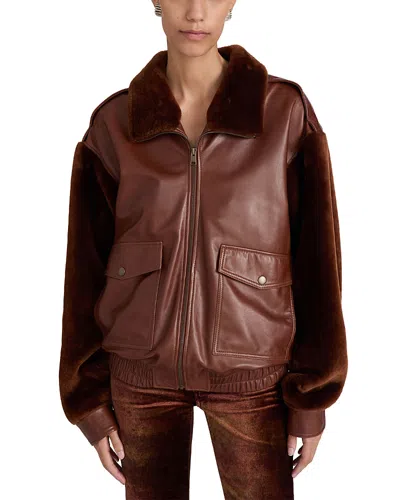Frame The Rogue Leather & Shearling Jacket In Brown