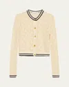 Frame Womens Rookie Open-knit Cotton-blend Cardigan Cream Multi