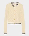 Frame Womens Rookie Open-knit Cotton-blend Cardigan Cream Multi