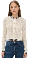 Frame Womens Rookie Open-knit Cotton-blend Cardigan Cream Multi