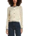Frame Openwork Knit Cardigan In White