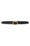 Frame The Rounded Buckle Leather Belt In Black