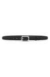 Frame The Rounded Buckle Suede Belt In Black