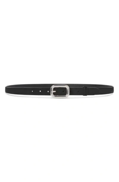 Frame The Rounded Buckle Suede Belt In Black