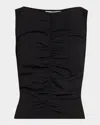 Frame The Ruched Sleeveless Top In Black
