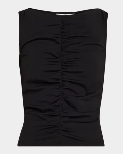 Frame The Ruched Sleeveless Top In Black