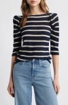 Frame The Ruched Stripe Wool T-shirt In Multi
