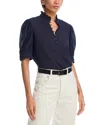 Frame The Ruffle Collar Top In Navy