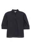 Frame The Ruffle Collar Top In Navy
