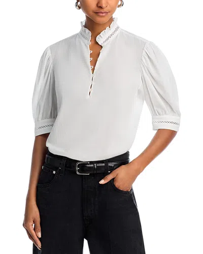 Frame The Ruffle Collar Top In Navy