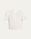 Frame The Ruffle Collar Top In White