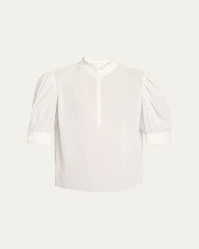 Frame The Ruffle Collar Top In White