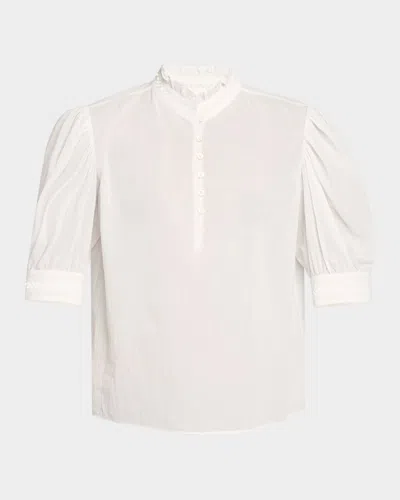 Frame The Ruffle Collar Top In White | ModeSens