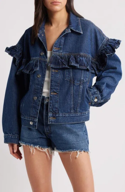 Frame The Ruffle Jacket Twisted In Blue