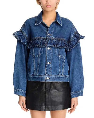 Frame The Ruffle Jacket Twisted In Blue