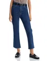 Frame Womens The Ruler Crop Five-pockets Straight-leg High-rise Stretch-denim Jeans Written In Written