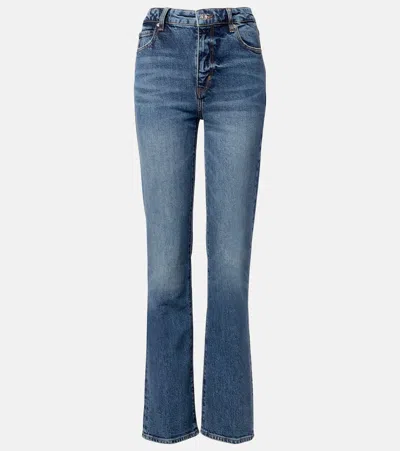 Frame The Ruler Distressed Straight Jeans In Blue