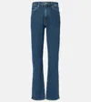 Frame Womens The Ruler Crop Five-pockets Straight-leg High-rise Stretch-denim Jeans Written In Blue