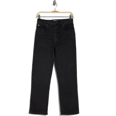 Frame The Ruler High Waist Ankle Straight Leg Jeans In Black