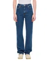 Frame Womens The Ruler Crop Five-pockets Straight-leg High-rise Stretch-denim Jeans Written In Blue