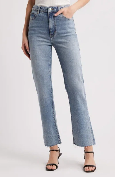 Frame The Ruler Raw Hem High Waist Ankle Straight Leg Jeans In Indio Vintage Fray