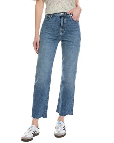 Frame The Ruler Stash Destructed Fray Crop Jean In Blue