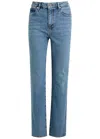 Frame Le Sleek Straight High Rise Jeans In Flip In Blue