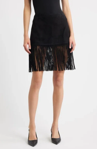 FRAME FRAME THE SADDLE FRINGE TRIM SUEDE SKIRT