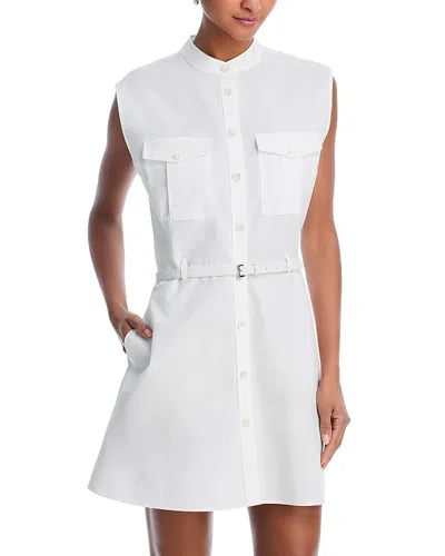 Frame Cap Sleeve Cotton Safari Shirtdress In White