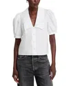 Frame Womens Scallop Sailor Woven Shirt White Xs In White