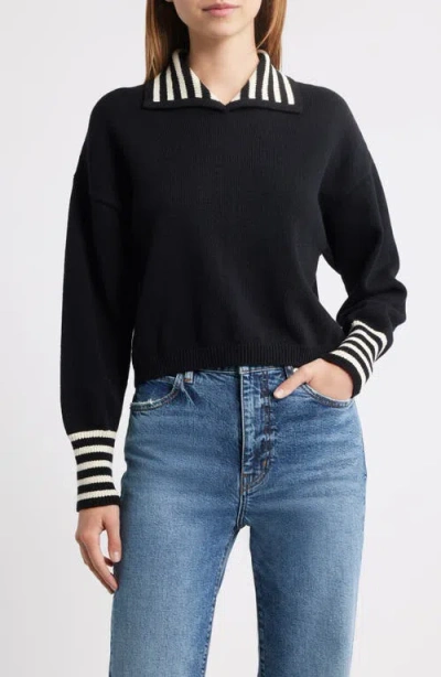 Frame The Sailor Collared Sweater In Black