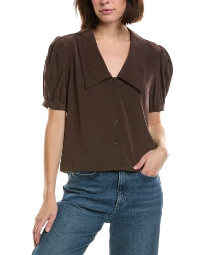 Frame The Sailor Silk Blouse In Animal Print
