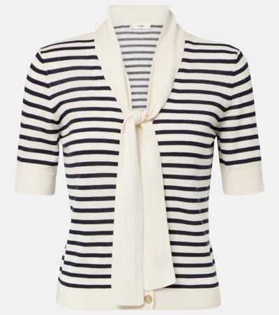 FRAME THE SAILOR STRIPED TIE-NECK SWEATER