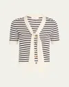 Frame The Sailor Tie Striped Cotton-blend Cardigan