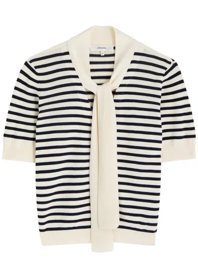 Frame The Sailor Tie Striped Cotton-blend Cardigan