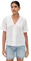 Frame Womens Scallop Sailor Woven Shirt White Xs In White