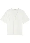 Frame The Scallop Semi-sheer Woven Blouse In White