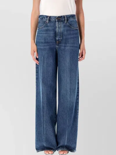Frame High-rise Wide-leg Jeans In Blue