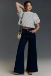 Frame The Seamed High-rise Wide-leg Trouser Jeans In Blue