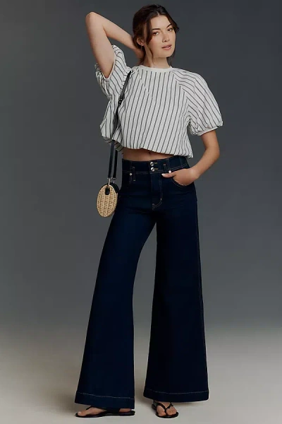 Frame The Seamed High-rise Wide-leg Trouser Jeans In Blue
