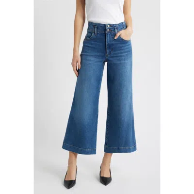 Frame The Seamed High Waist Ankle Wide Leg Jeans In Blue