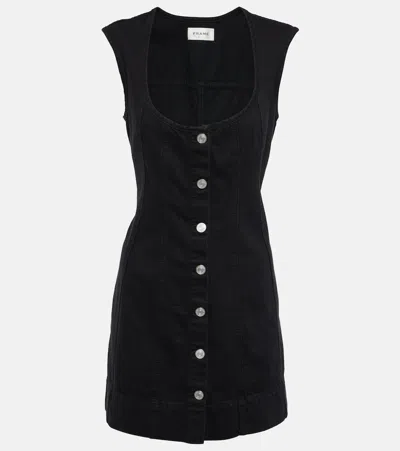 Frame The Seamed Scoop Denim Minidress In Black