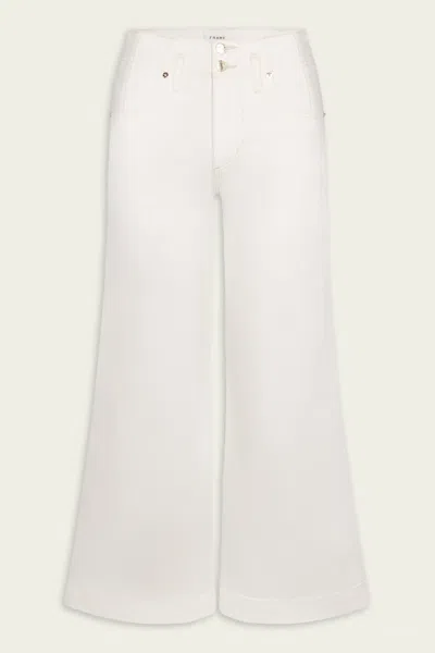 Frame The Seamed Wide Trouser Crop In Au Natural Clean In White