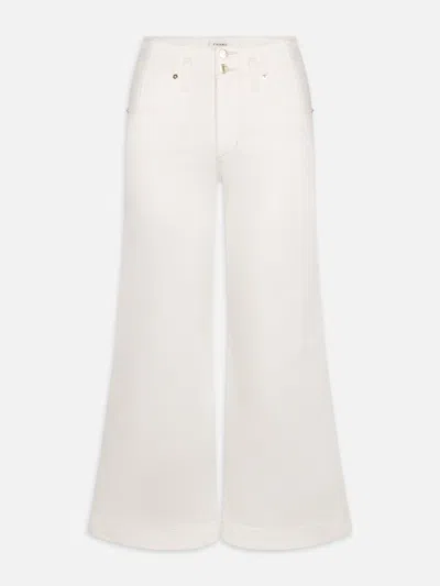 Frame The Seamed Wide Trouser Crop Pants In White