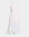 Frame The Seersucker Gathered Seam Midi Dress In Light Chambray Multi