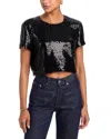 Frame The Sequin Flutter Top In Black