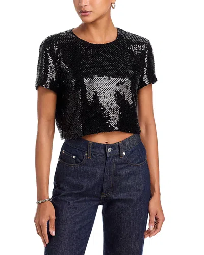 Frame The Sequin Flutter Top In Black