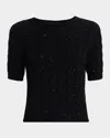 Frame The Sequin Gathered Sweater In Black